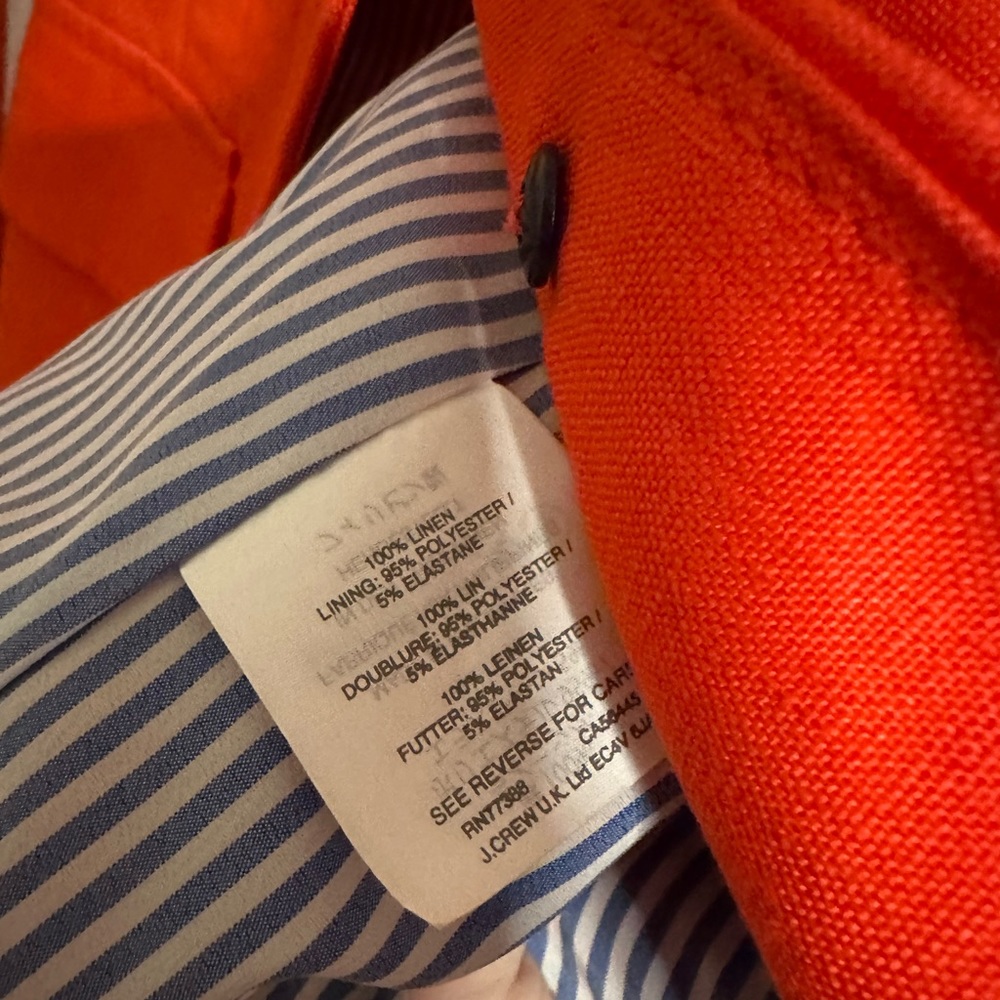 100% Linen Jcrew Blazer in Coral Orange - Picture 5 of 7